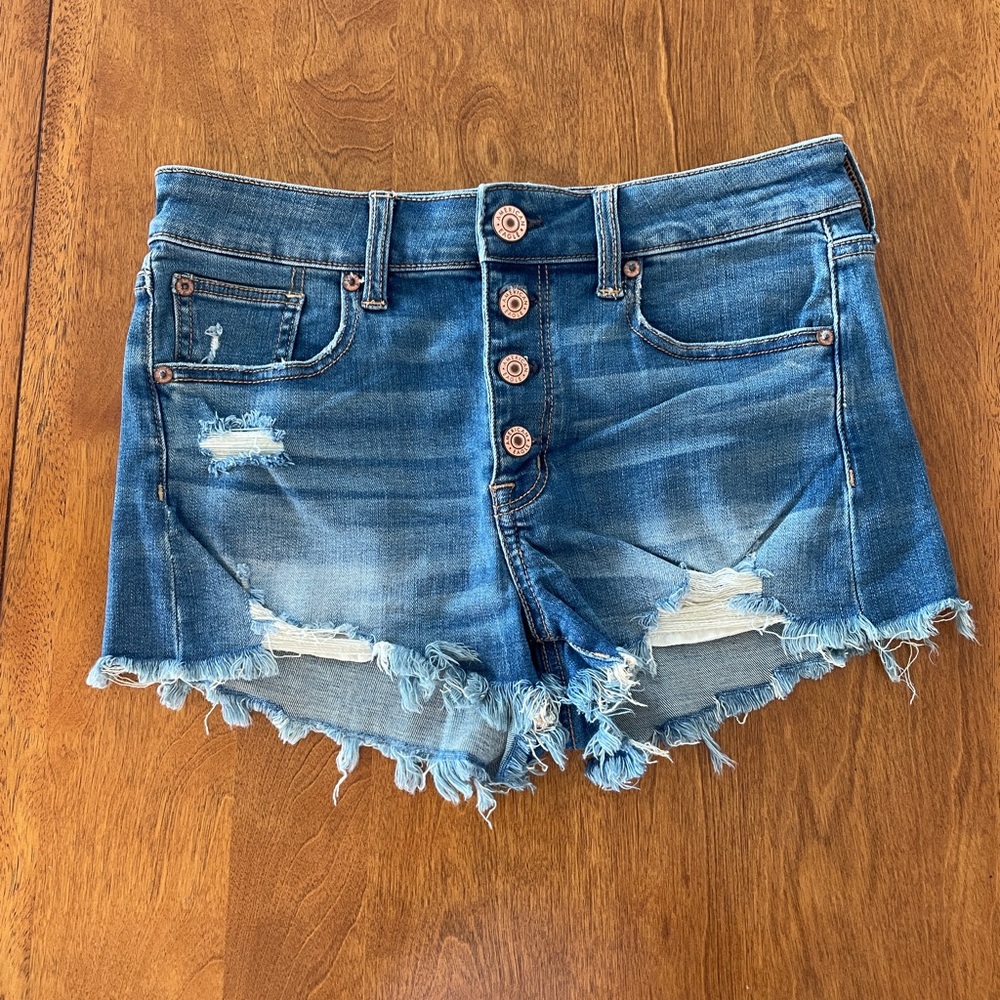 American Eagle Blue Jean Shorts Distressed Cut-Off